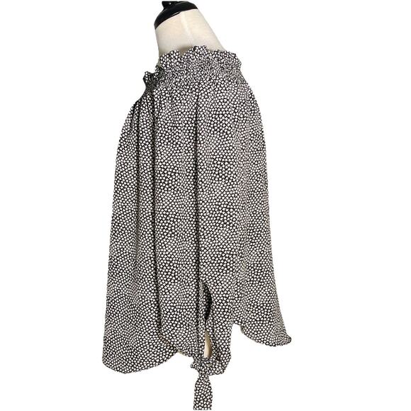 Michael Kors Women's Blouse Top 3/4 Tie Sleeve Black & White Small - Picture 4 of 6